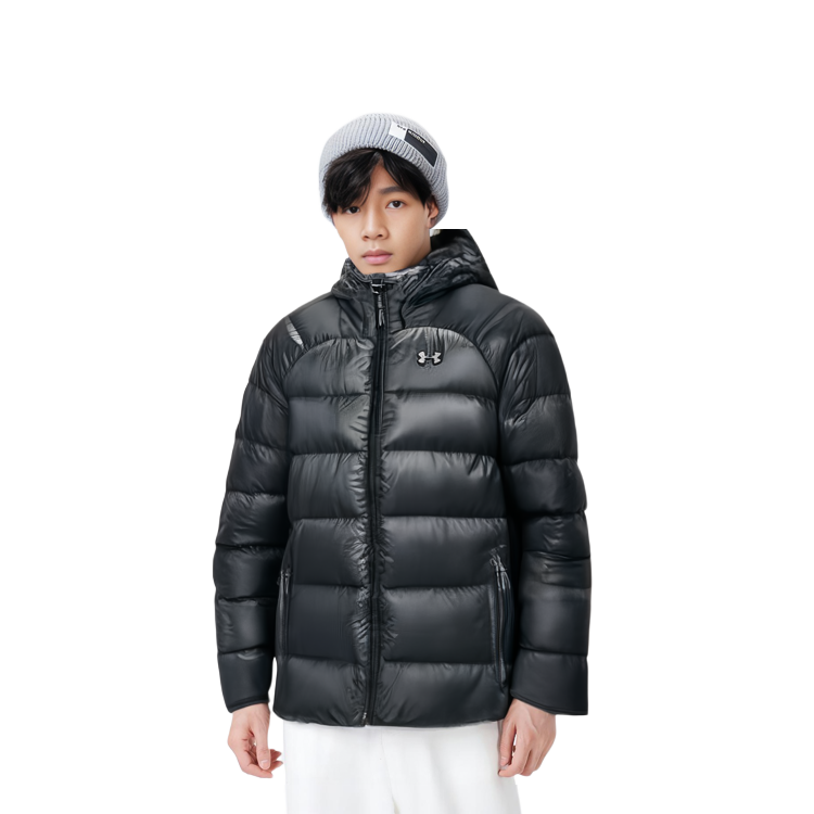 Sizing Under Armour UA Chaqueta Acolchada con Capucha Negra Resistente al Viento y Cálida. 1364903-003