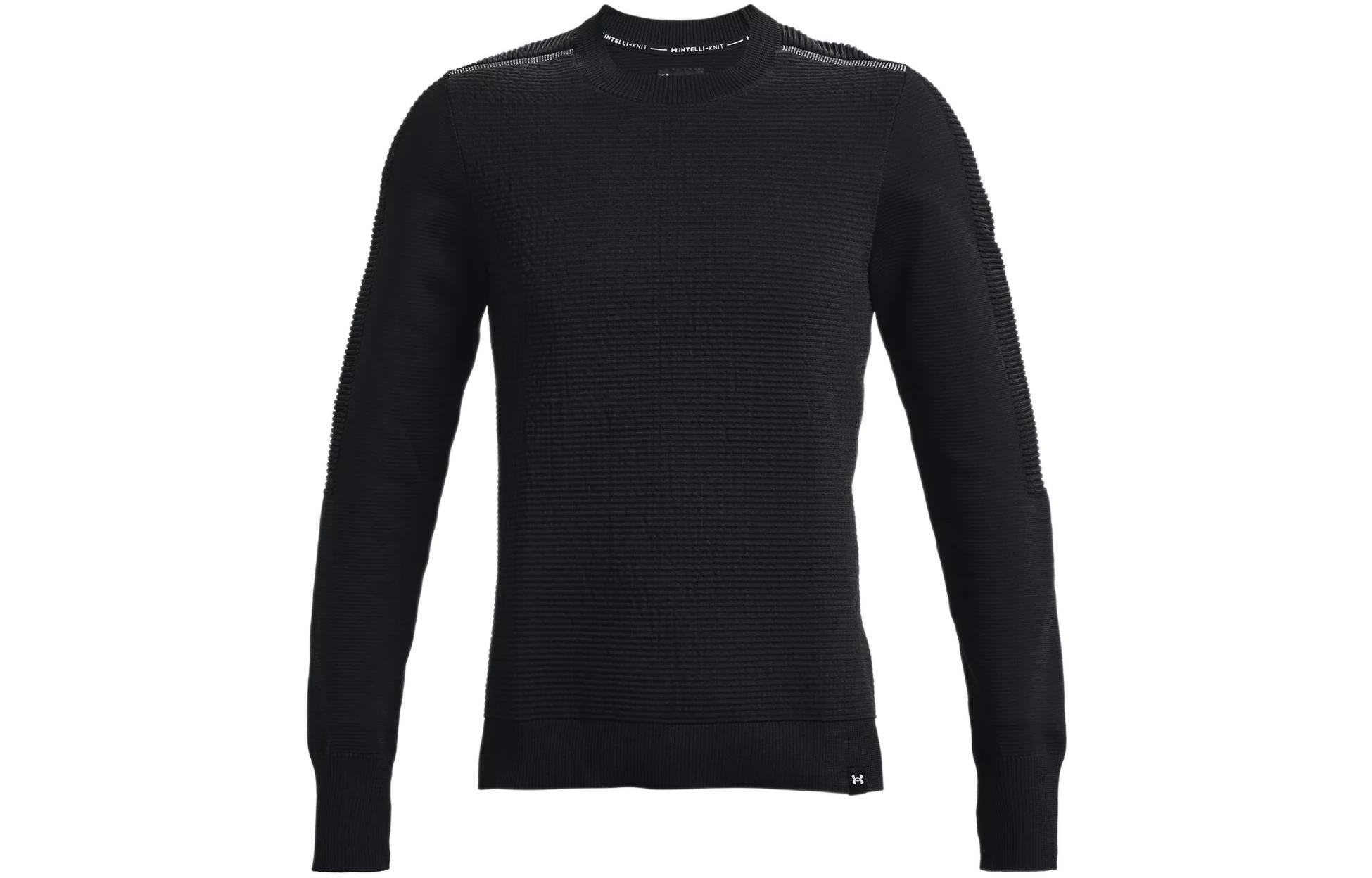 Under Armour UA Solid Logo Print Crewneck Running Sweatshirt Black 1371573-001