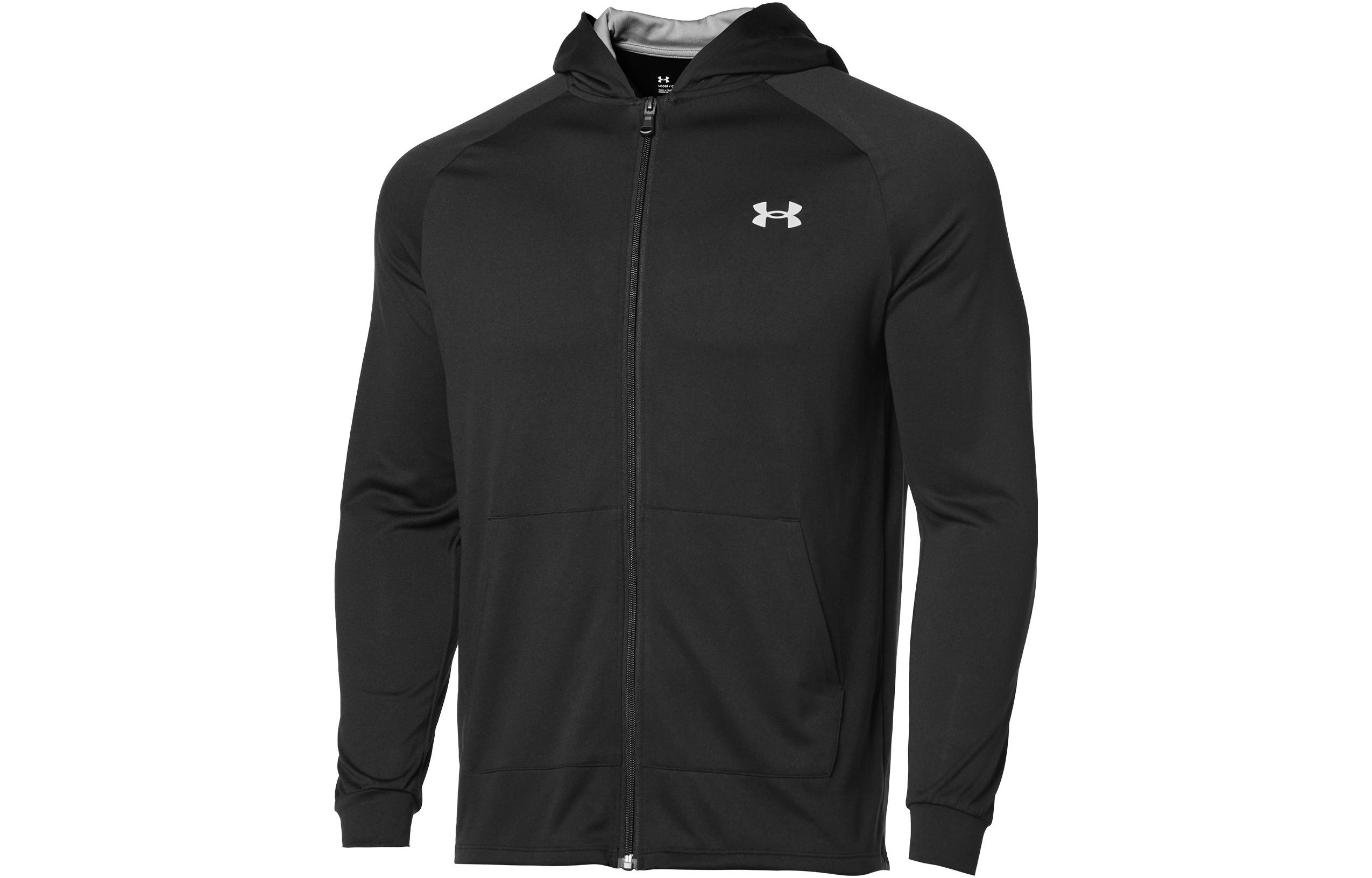 Under Armour UA Solid Logo Print Zip Hoodie Jacket - Black 1369370-001