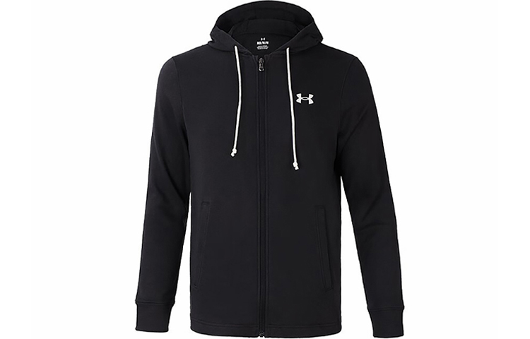 Under Armour UA Solid Logo Zip-Up Hoodie Jacket Long Sleeve Men’s Black 1376769-001