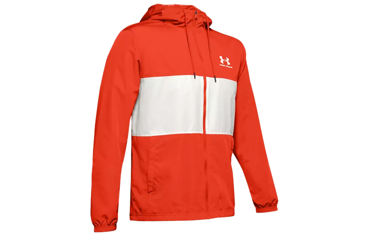 Under Armour UA Sportstyle Windbreaker Orange Training & Running Jacket with Hood 1329297-856