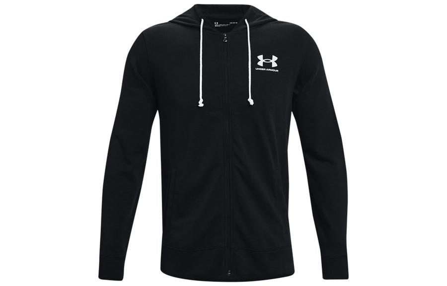 Under Armour UA SS22 Logo Print Zip-Up Hoodie Jacket Black 1370409-1