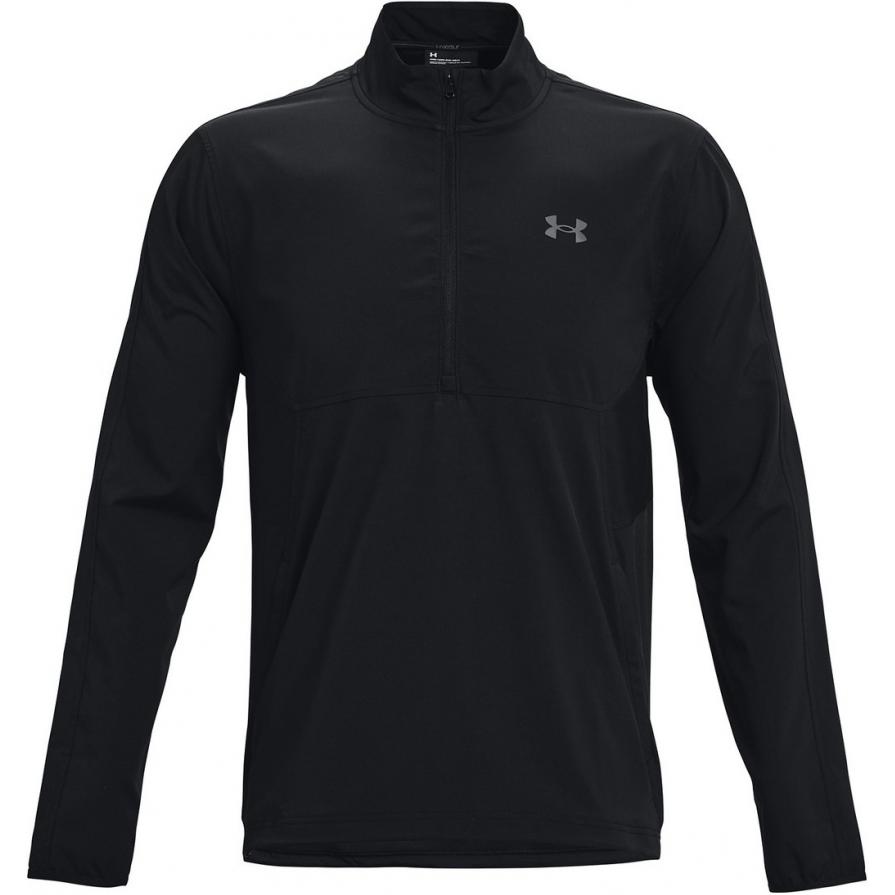 Under Armour UA Storm WindStrike Half-Zip Pullover Sweatshirt Black Plain Logo Print 1370156-001