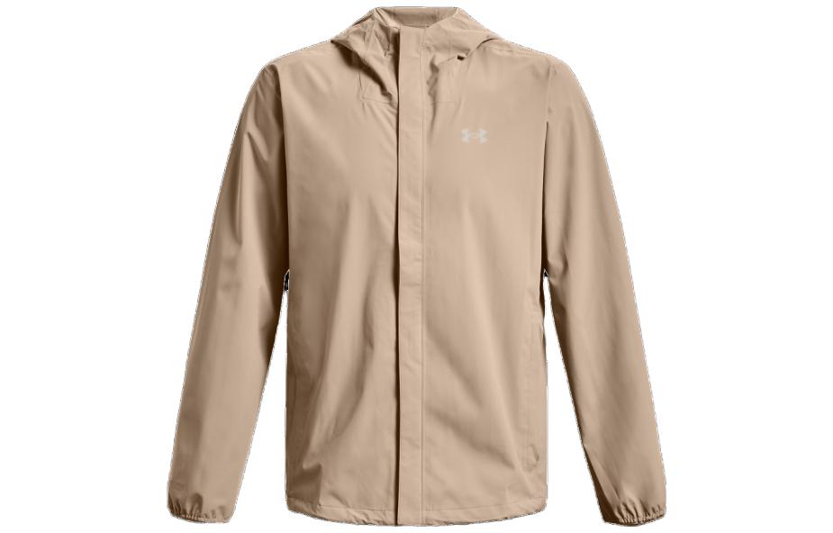 Under Armour UA Stormproof Solid Logo Print Zip Hoodie Jacket Men’s - Desert Brown 1376066-236