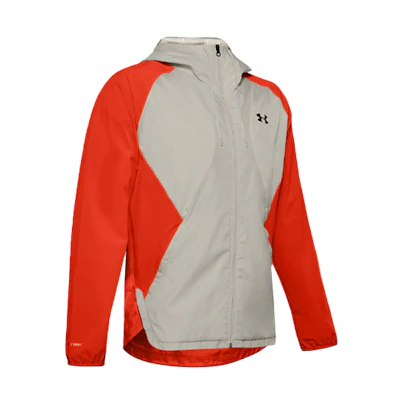 Under Armour UA Stretch Woven Hooded Training Jacket Mens Orange Red 1352021-856