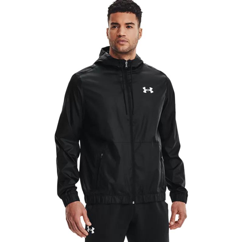 Shop Under Armour UA Summit 黑色防風連帽運動外套 戶外休閒款 1363652-001