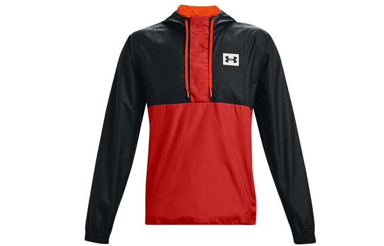 Under Armour UA Woven Alma Mater Half-Zip Colorblock Hoodie Jacket Glossy Red - Trainingwear 1366301-839