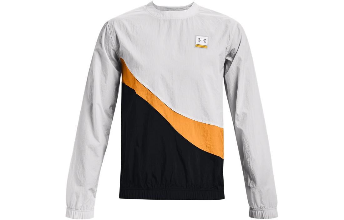 Under Armour UA Woven Crew Loose Logo Casual Colorblock Sweatshirt Grey 1366217-014