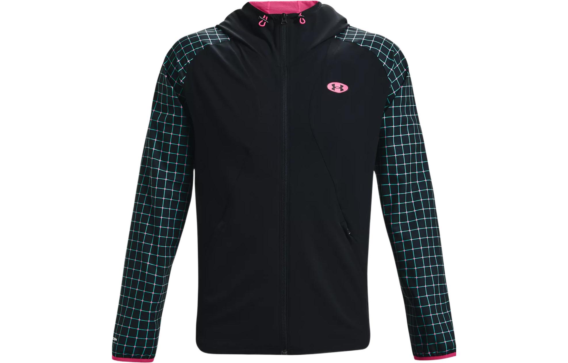 Under Armour UA Woven Series Black Patchwork Hooded Windbreaker Jacket 1366434-001