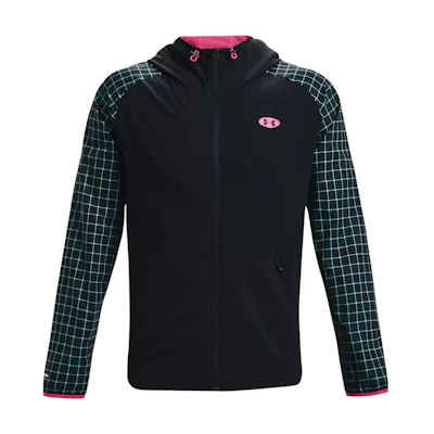 Under Armour UA Woven Series Black Patchwork Hooded Windbreaker Jacket 1366434-001