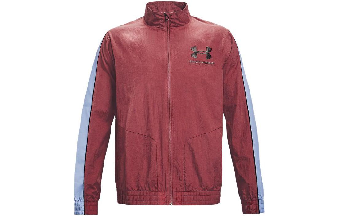 Under Armour UA Woven Series Track Logo Colorblock Training Jacket Red Mens 1361617-652