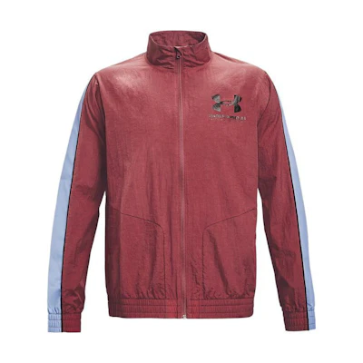 Under Armour UA Woven Series Track Logo Colorblock Training Jacket Red Mens 1361617-652