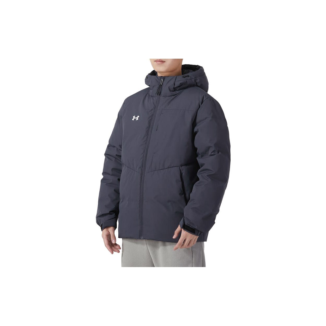 Sizing Under Armour Unisex Blue Hooded Puffer Jacket with Logo Design (Free Necklace). 23600801-013（）