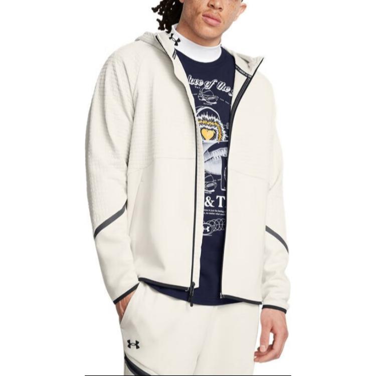 Shop Under Armour Unstoppable Textured Training Hoodie Jacket Summit White 1386543-110