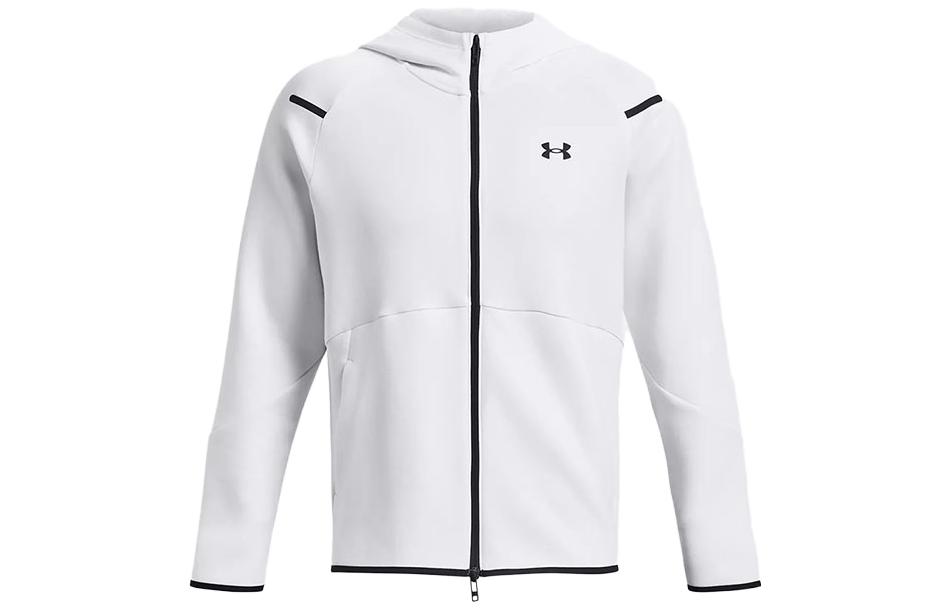 Under Armour White Fleece Training Jacket with Solid Logo Design 1379806-100