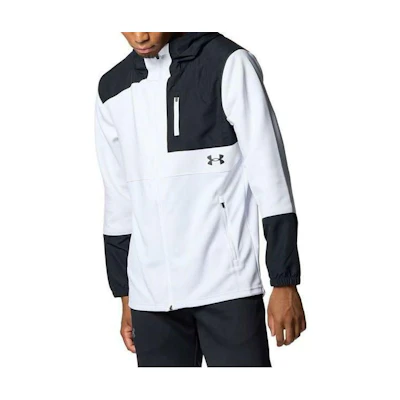 Under Armour White Logo Print Patchwork Zip Hoodie Jacket 1381264-100