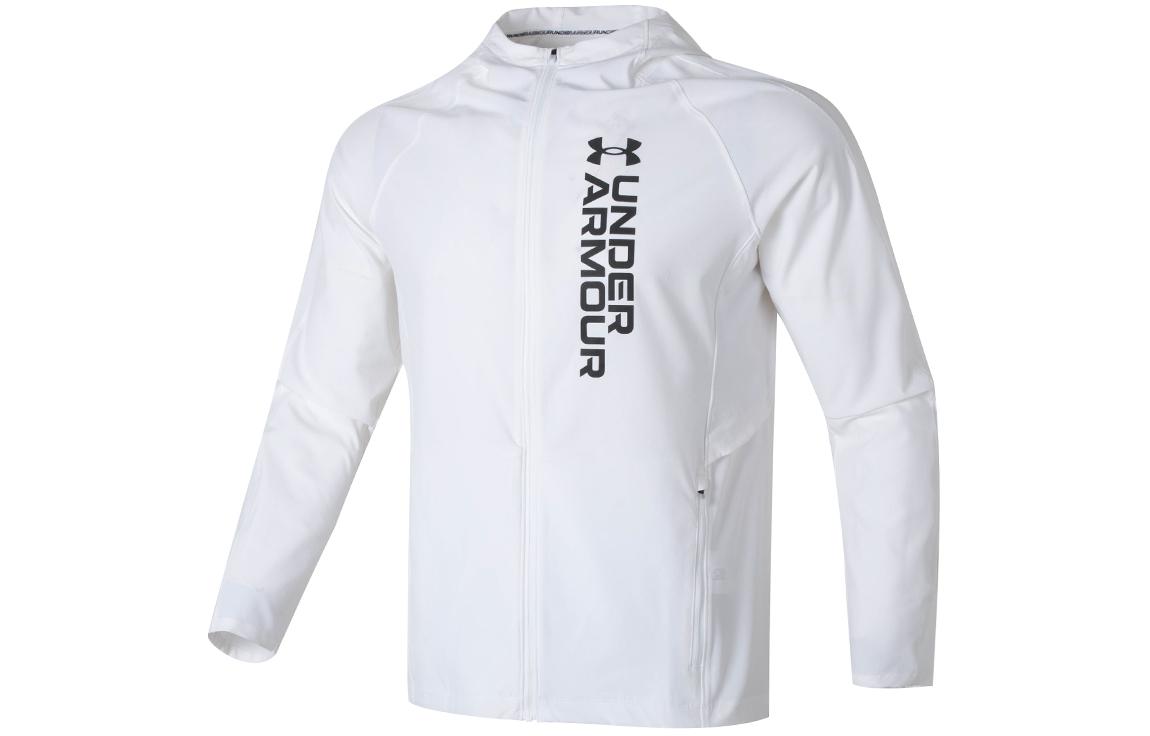 Under Armour White Logo Print Training Hoodie Jacket 1377486-100