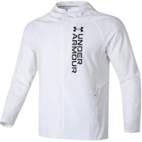 Under Armour White Logo Print Training Hoodie Jacket 1377486-100 Under Armour White Logo Print Training Hoodie Jacket 1377486-100