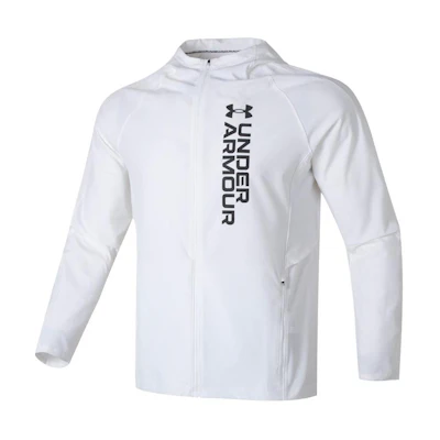 Under Armour White Logo Print Training Hoodie Jacket 1377486-100