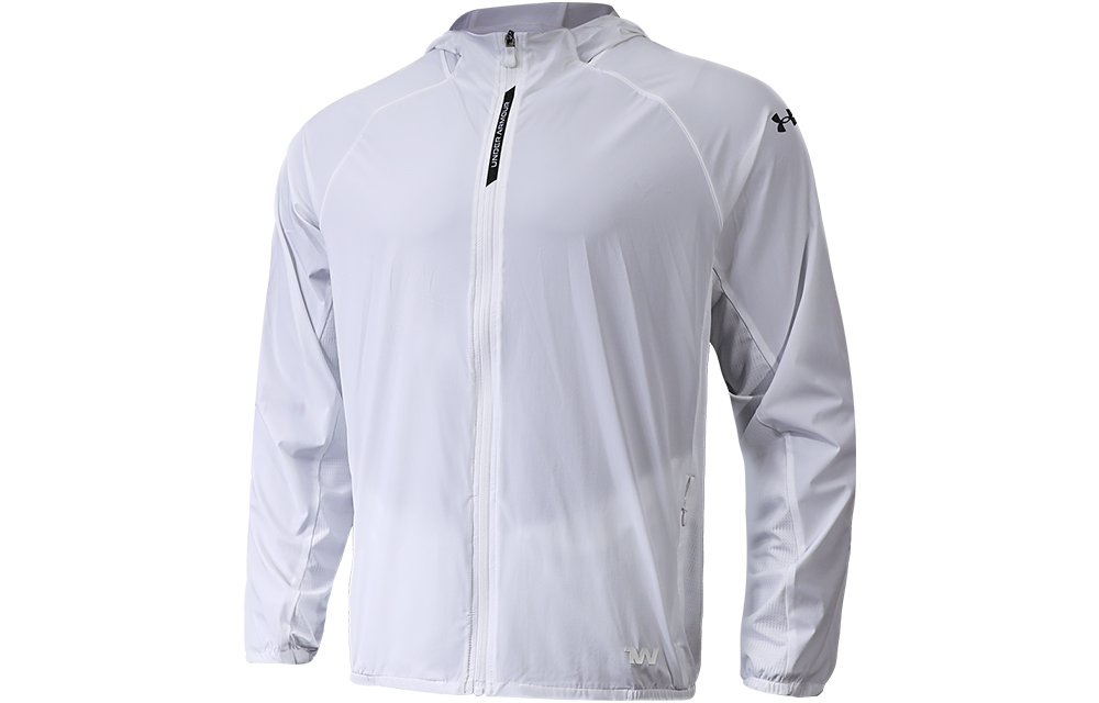 Under Armour White Stretch Woven Jacket with Logo Design 22500405-100
