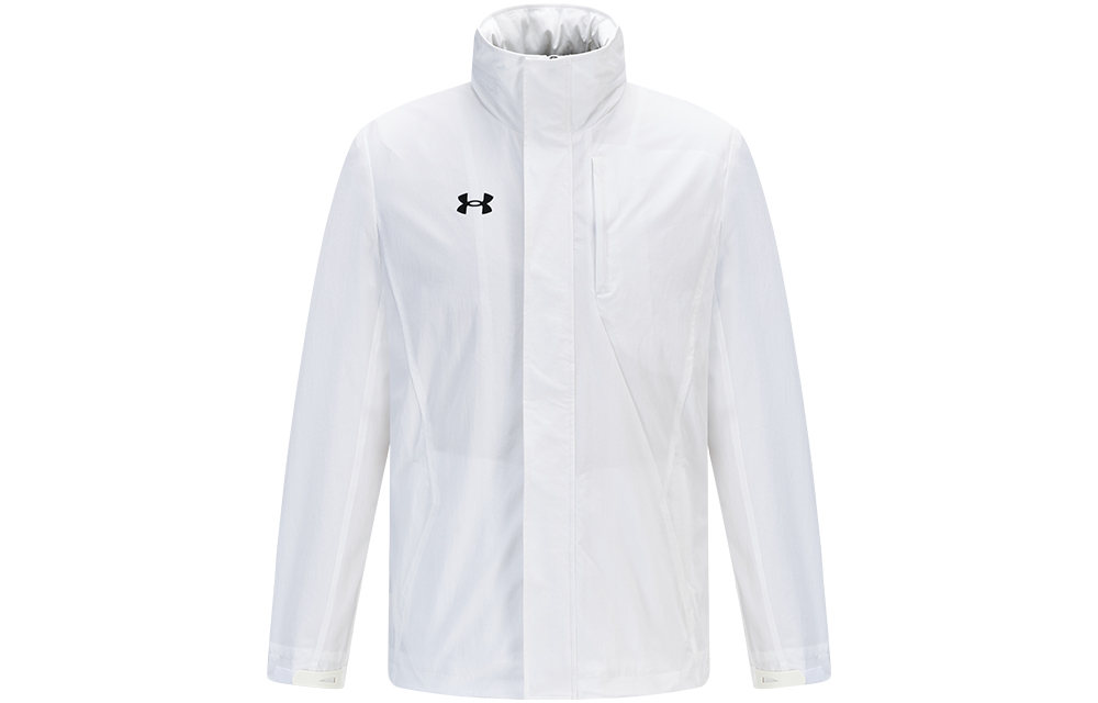 Under Armour White Woven Hoodie Jacket with Logo for Training 21600409-100