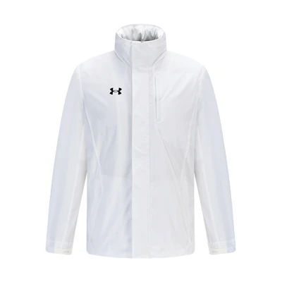 Under Armour White Woven Hoodie Jacket with Logo for Training 21600409-100