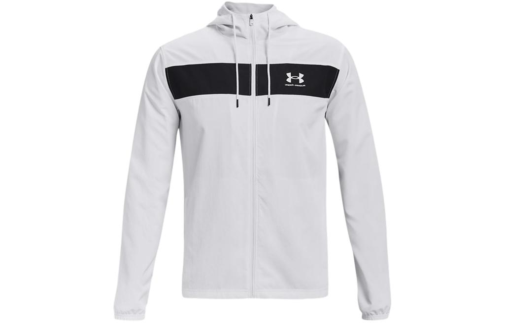 Under Armour White Zip-Up Hoodie Jacket with Lettering Print 1361621-100