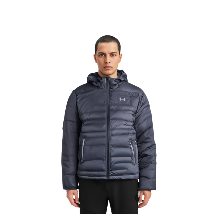 Cheap Under Armour Jaket Musim Dingin Hitam Waterproof dengan Hoodie dan Isi Down 1342738-001