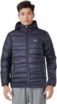 Under Armour Jaket Musim Dingin Hitam Waterproof dengan Hoodie dan Isi Down 1342738-001 1