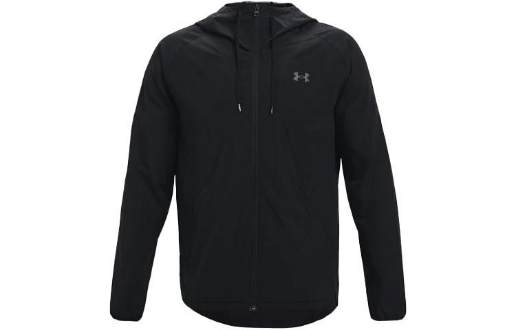 Under Armour Woven Series Black Windbreaker Jacket with Logo Hood 1361612-001