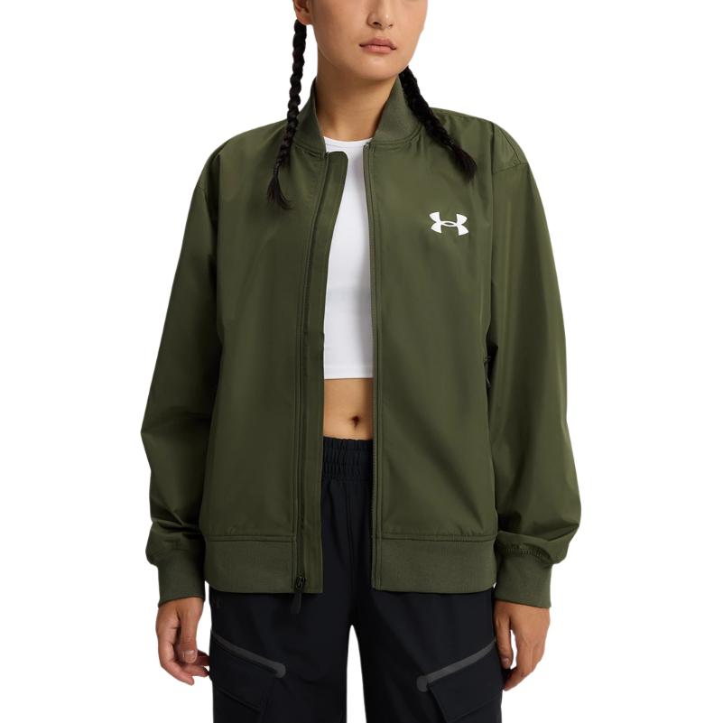 Sizing Under Armour WOVEN系列男女款簡約Logo舒適長袖外套綠色 1389367-390