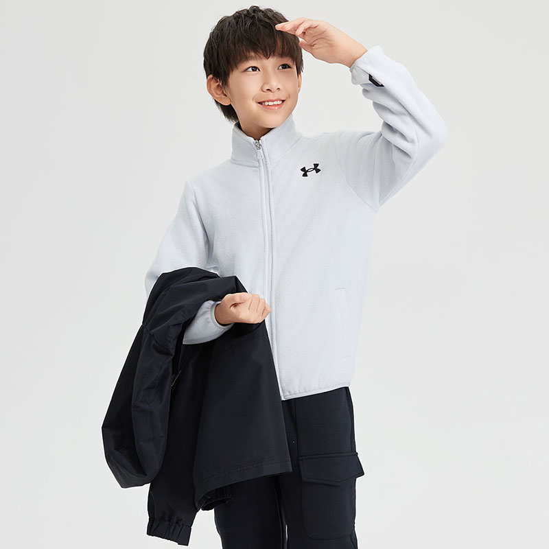 Shop Under Armour Jaket Tracksuit Leher Tinggi Ringan Hooded Anak-Anak Casual Wear 243122375