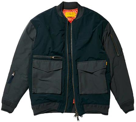 Jaket Union Zip Longgar Hitam Hijau dengan Poket Warna Blok WJL-139-NVY Buy Jaket Union Zip Longgar Hitam Hijau dengan Poket Warna Blok WJL-139-NVY