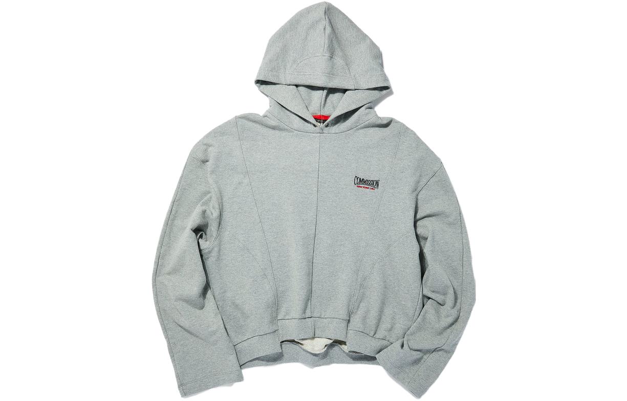 Union Letter Graphic Hoodie Pullover Short Long-Sleeve Grey COMF23B55H