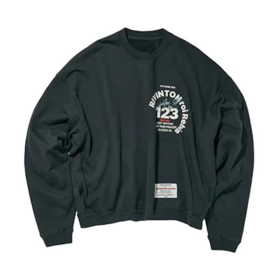 Union Letter Print Crewneck Pullover Long Sleeve Sweatshirt Black CVAP-CN00