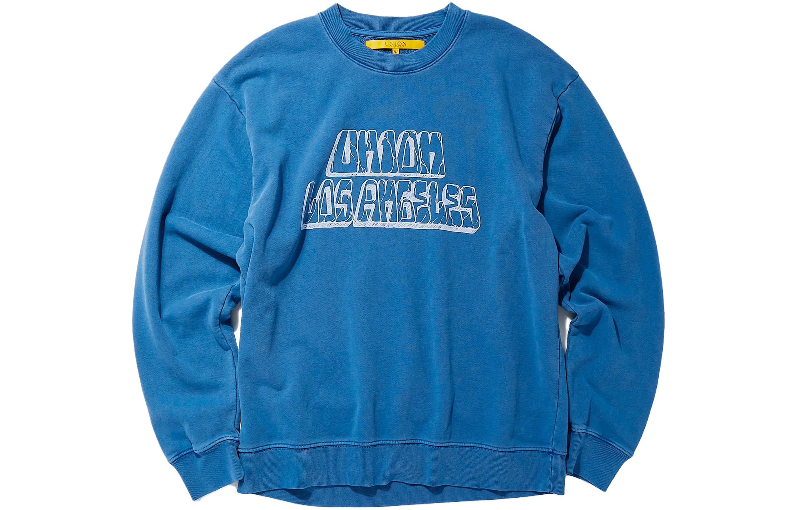 Union Letter Print Crewneck Sweatshirt Navy Blue KCL160-00002-460