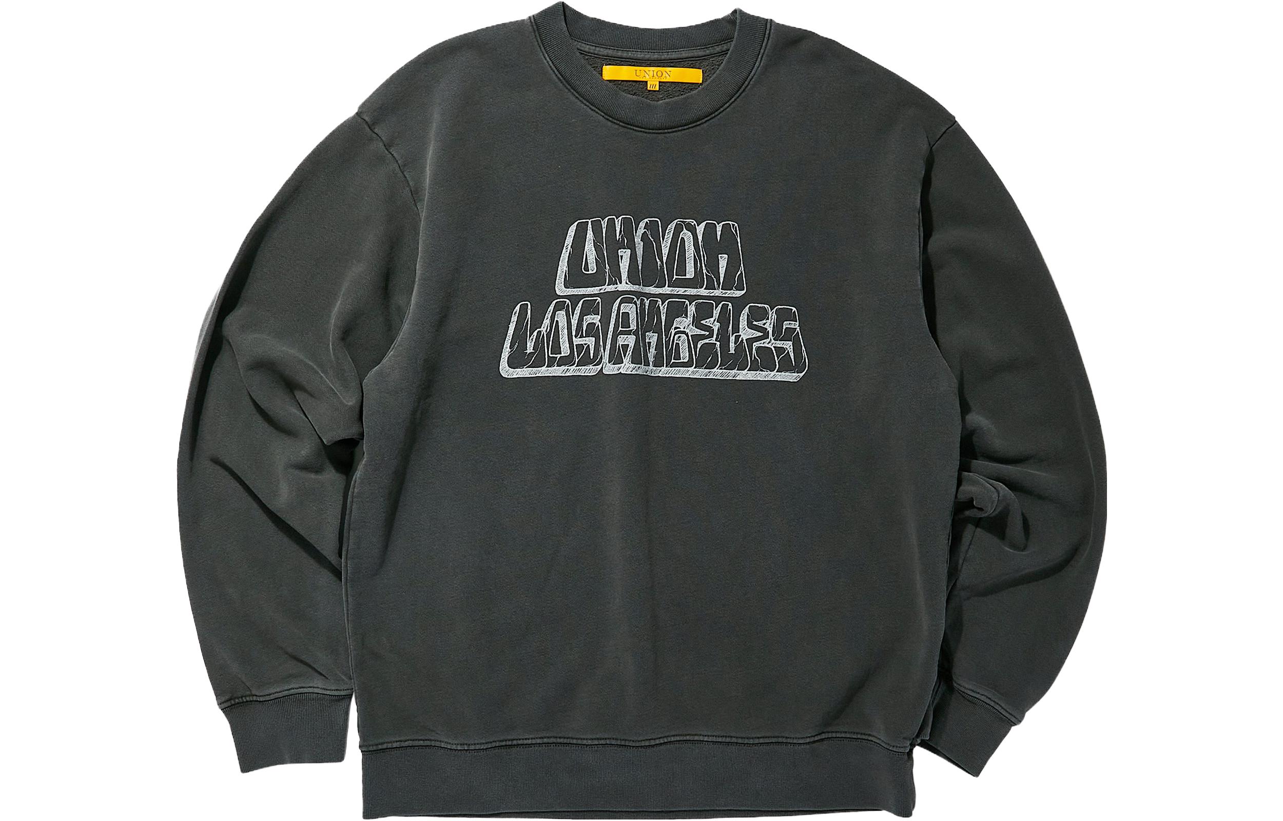 Union Letter Print Crewneck Sweatshirt Vintage Black KCL160-00002-002