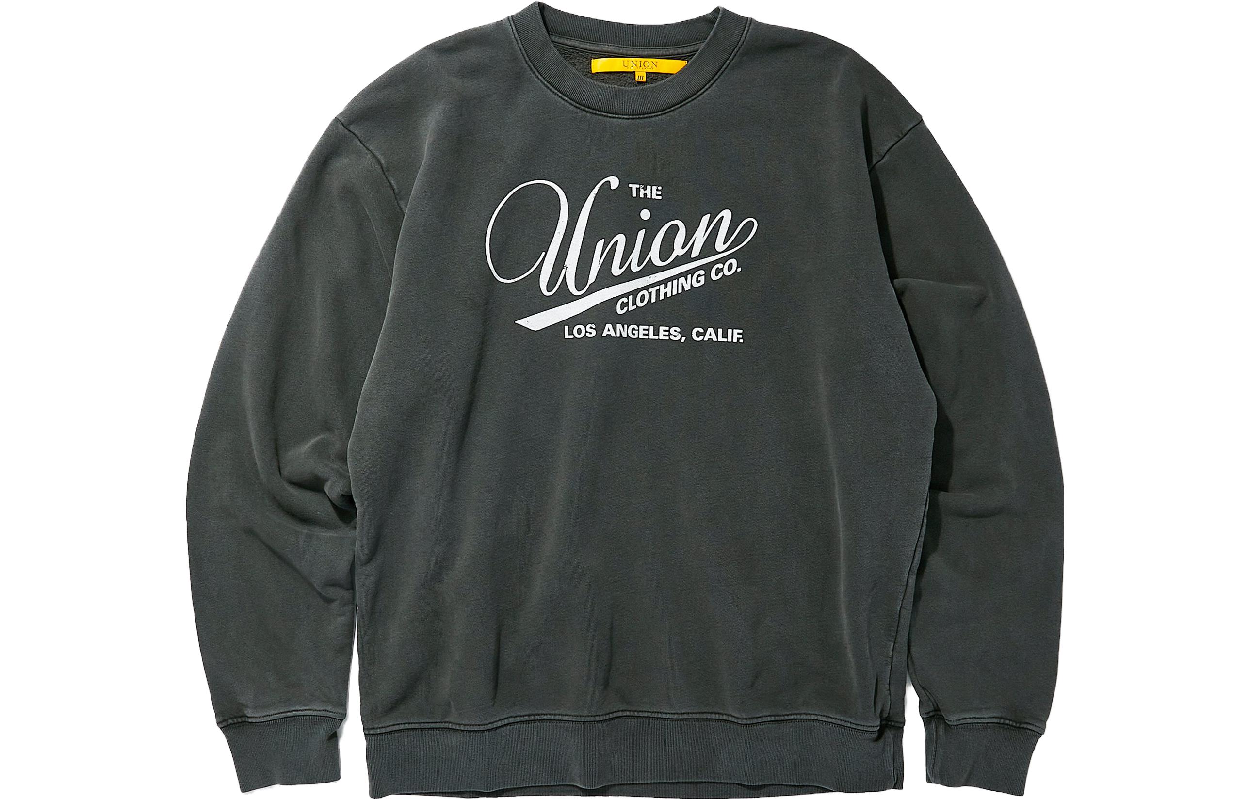 Union Retro Black Crewneck Sweatshirt with Letter Print - Loose Fit KCL-158-00002-002