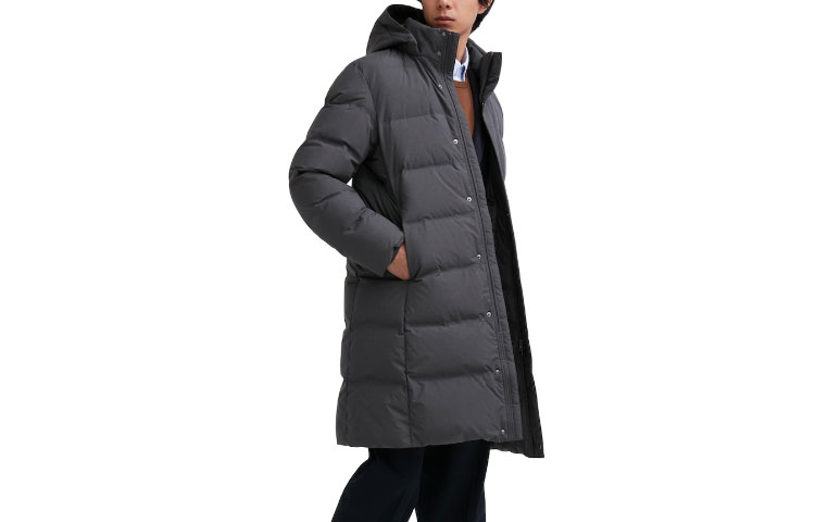 Uniqlo  Mid-Length Down Jacket with Zipper and Hood Graphite Black. 459625-07