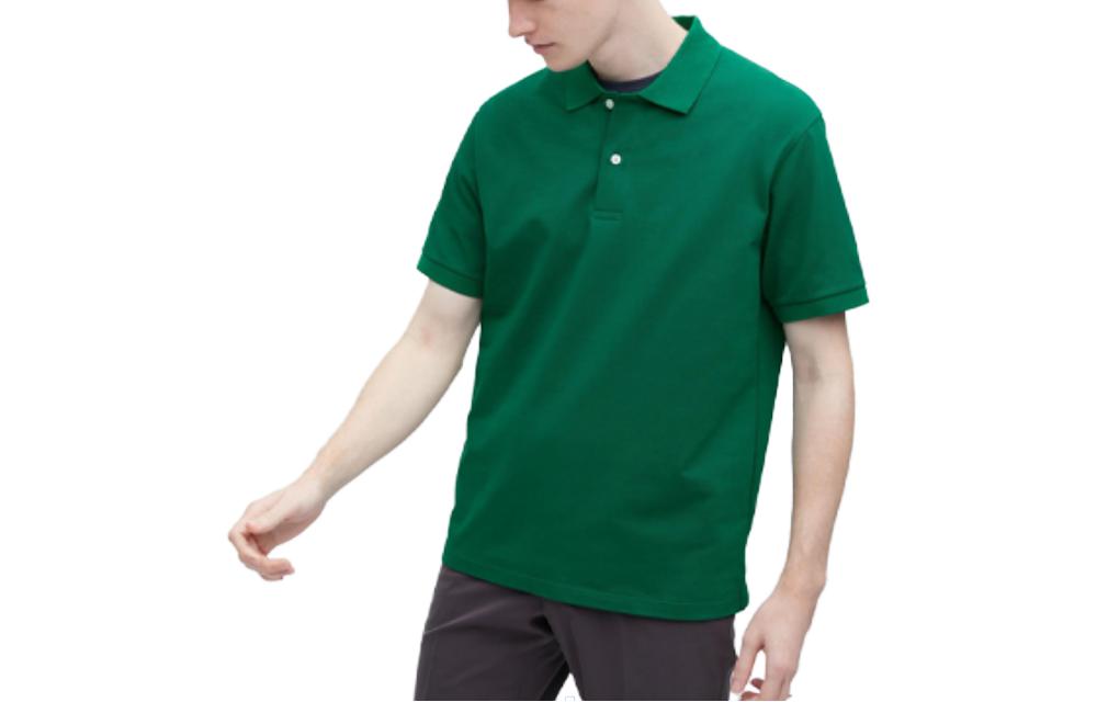 UNIQLO  Solid Straight-Cut Short-Sleeve Polo Shirt Green 455388-55