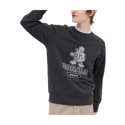 UNIQLO Alphabet Print Crewneck Sweatshirt Black Unisex Long Sleeve 455820-08