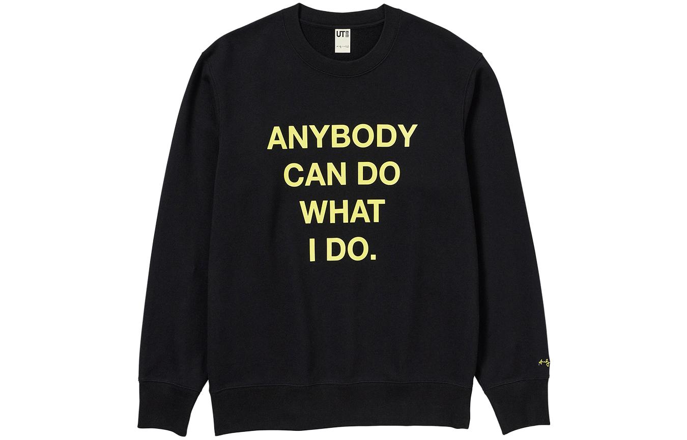 UNIQLO Alphabet Print Crewneck Sweatshirt Unisex Black 457527-09