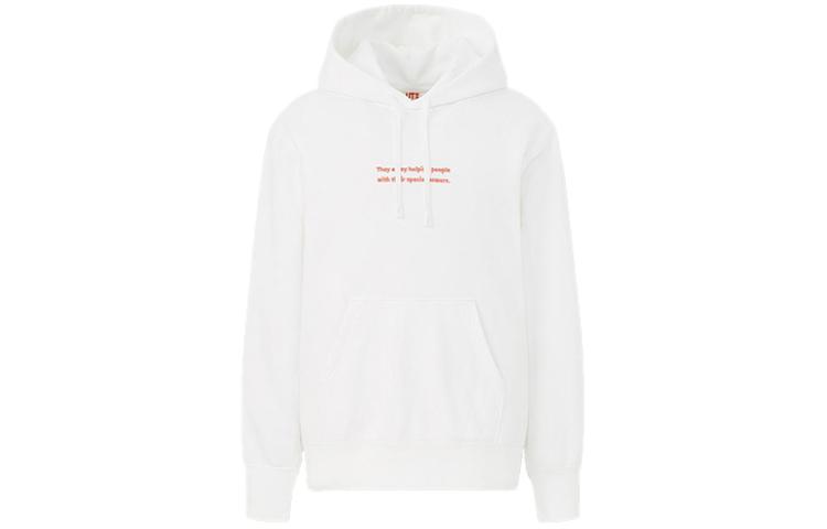 UNIQLO Alphabet Print Hoodie White Unisex Long Sleeve Pullover 435137-00