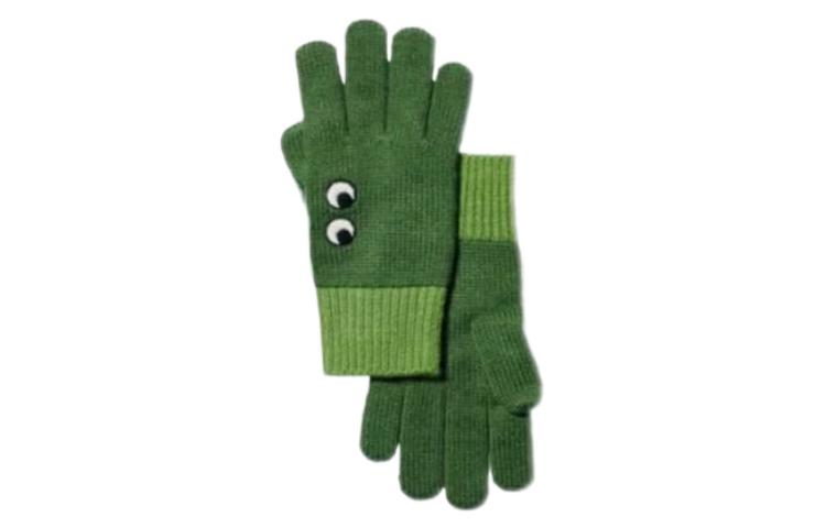 UNIQLO Anya Hindmarch Heattech Cartoon Eyes Gloves Green Unisex Couples Style UQ461188000-Teal Green