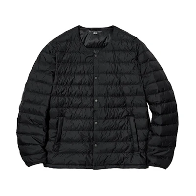 UNIQLO Basic Black Solid Color Button-Up Crewneck Jacket 451705-09