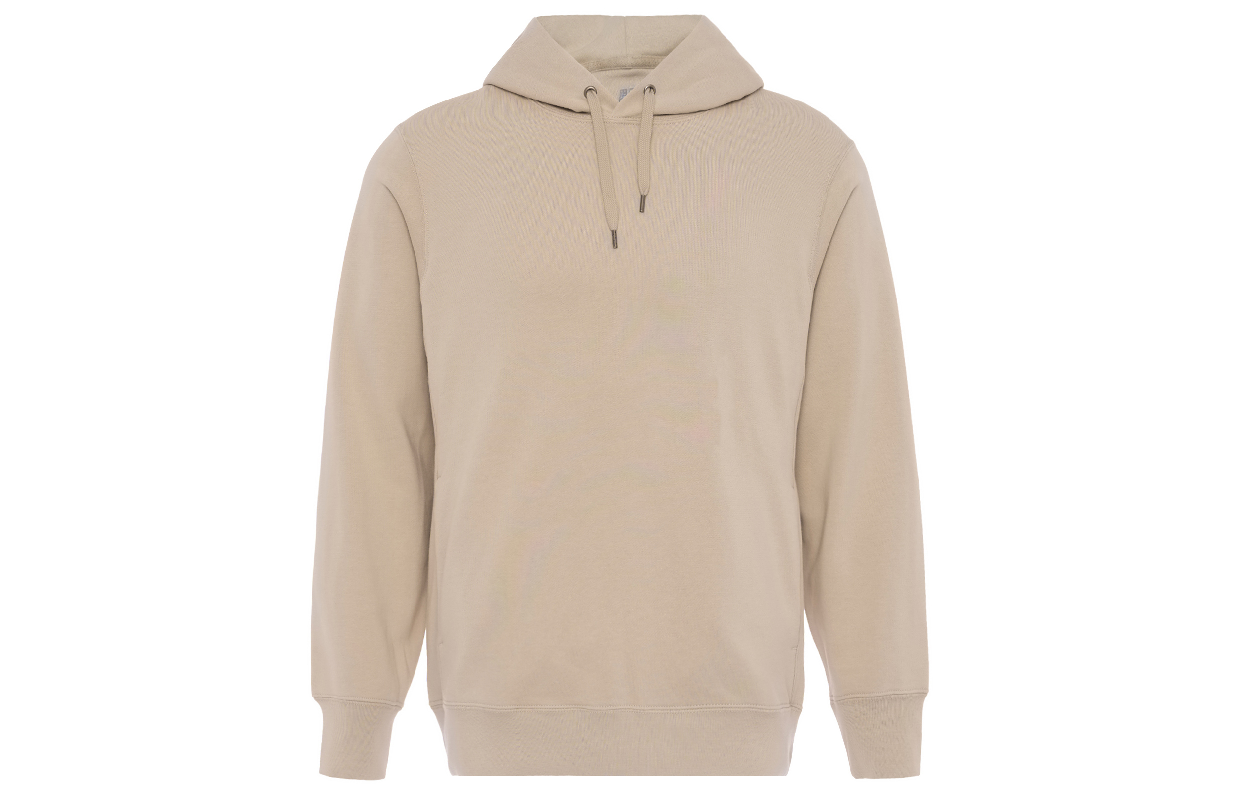 UNIQLO Beige Pullover Hoodie Unisex Solid Color with Drawstring 460323-31