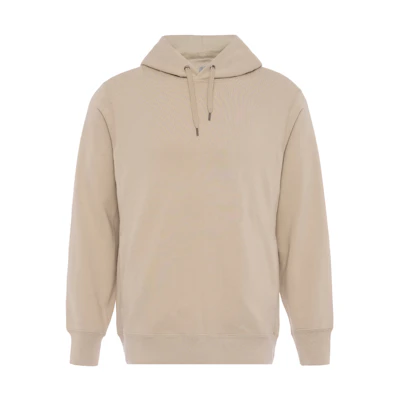 UNIQLO Beige Pullover Hoodie Unisex Solid Color with Drawstring 460323-31