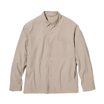 UNIQLO Beige Solid Color Single-Breasted Long-Sleeve Shirt Jacket 455700-31
