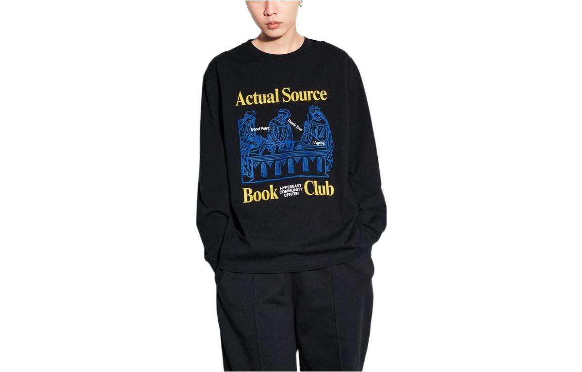 UNIQLO Black Crewneck Sweatshirt with Letter Print 456399-09