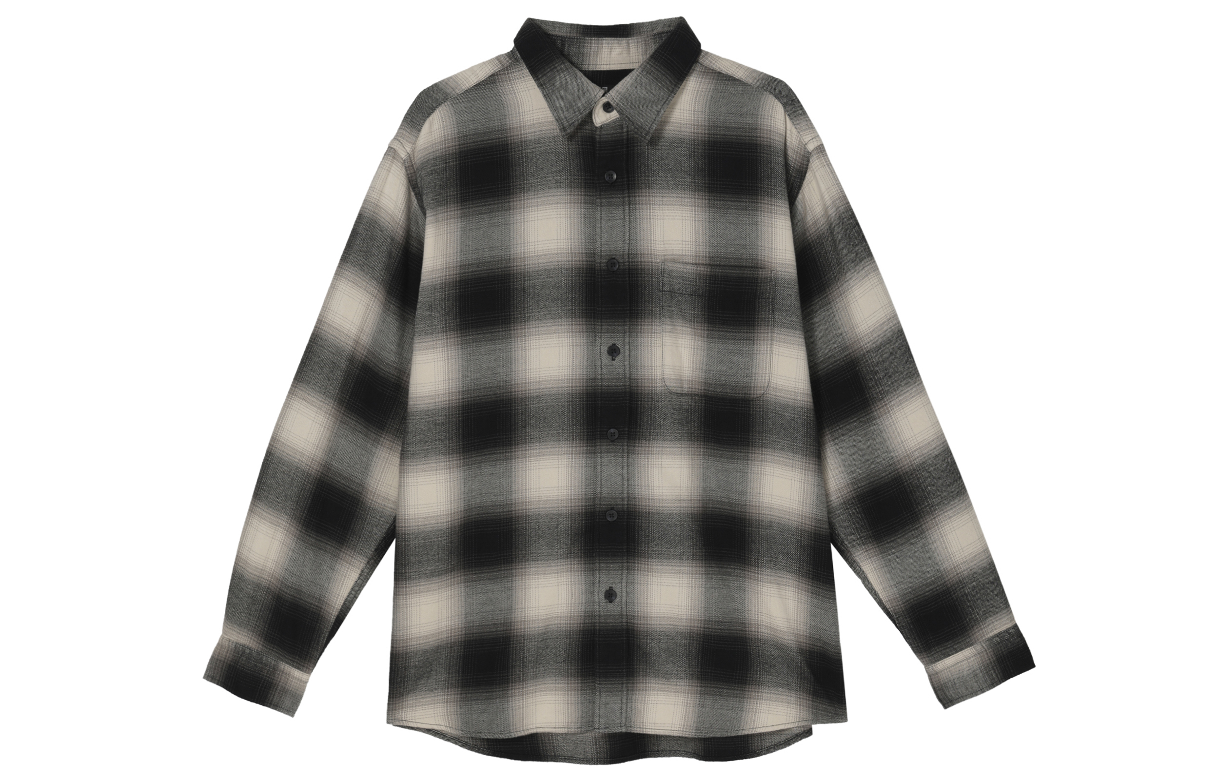 UNIQLO Black Plaid Long-Sleeve Shirt Unisex Casual Fashion. 462401-09